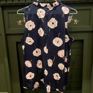 Ann Taylor Factory Pink and Dark Floral Top